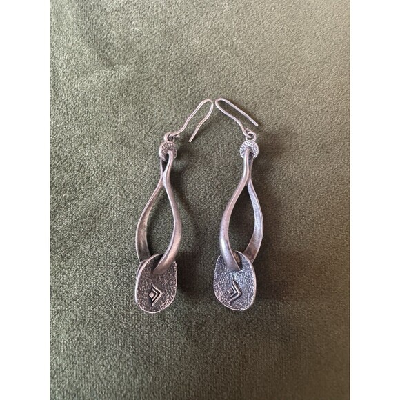 VTG Retired Silpada 925 Sterling Silver Modernist Style Drop Hook Earrings - Picture 2 of 4
